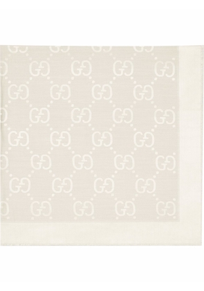 Gucci patterned-jacquard silk scarf - White