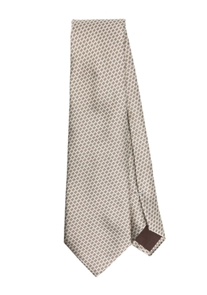 Canali pattern-jacquard silk tie - Neutrals
