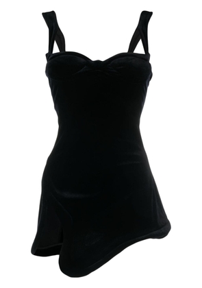 Mugler sweetheart-neck asymmetric mini dress - Black