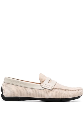 Emporio Armani flocked-logo driving loafers - Neutrals