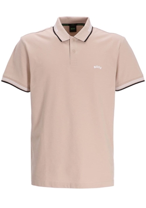 BOSS logo-print cotton polo shirt - Neutrals