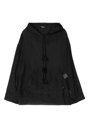 DONDUP semi-sheer long-sleeve hoodie - Black