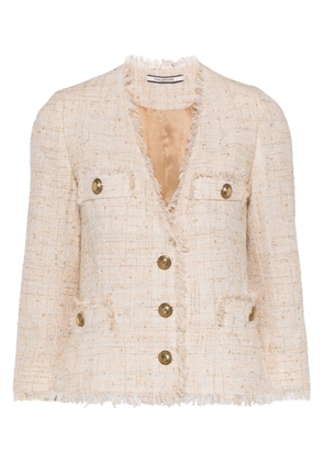 Tagliatore frayed-detail tweed jacket - Neutrals