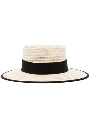 DESTREE grosgrain-trimmed straw hat - Neutrals