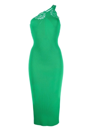Self-Portrait embroidered knitted dress - Green