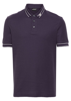 Emporio Armani logo-collar cotton polo shirt - Purple