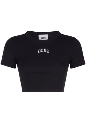 Gcds logo-embroidered cropped T-shirt - Black