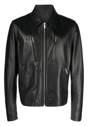 Ferragamo leather zip-up jacket - Black