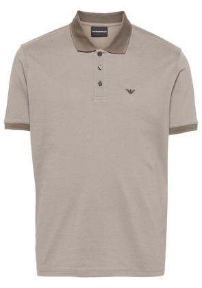 Emporio Armani logo-embroidered cotton polo shirt - Brown