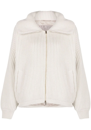 Herno chunky-knit zip-up cashmere cardigan - Neutrals