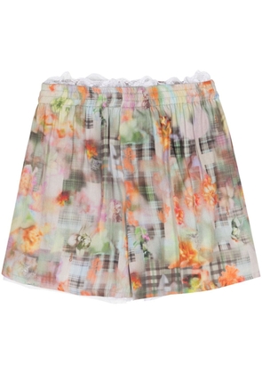 Collina Strada floral-print chiffon shorts - Neutrals