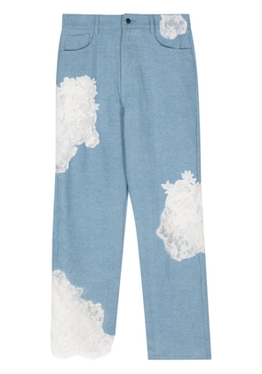 Collina Strada lace-appliqué straight-leg jeans - Blue