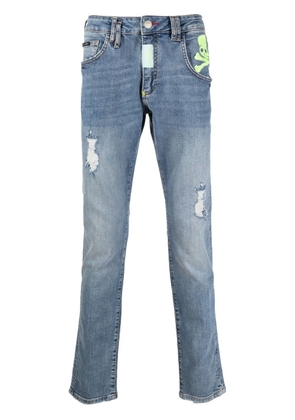 Philipp Plein Skull low-rise straight-leg jeans - Blue