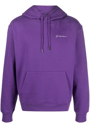 Jacquemus Le Sweatshirt Brodé organic-cotton hoodie - Purple