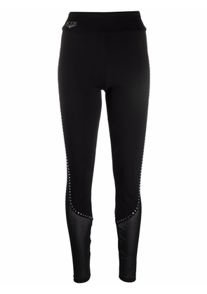 Philipp Plein stud-detail sheer-paneling leggings - Black
