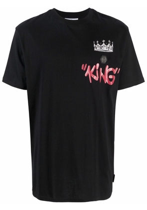 Philipp Plein King skull-graphic logo-print T-shirt - Black