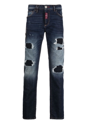 Philipp Plein ripped slim-cut jeans - Blue