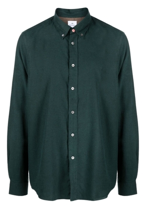 PS Paul Smith logo-embroidered cotton flannel shirt - Green
