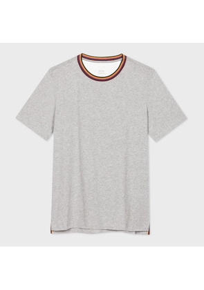 Paul Smith Grey Marl 'Artist Stripe' Collar T-Shirt