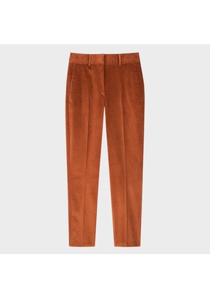 PS Paul Smith Women's Tapered-Fit Rust Corduroy Trousers Brown