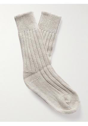 The Elder Statesman - Yosemite Ribbed Cashmere Socks - Men - Neutrals