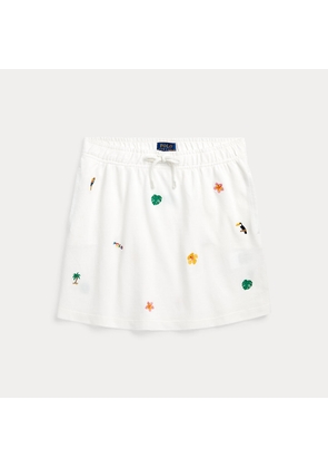 Tropical-Embroidery Mesh Skirt
