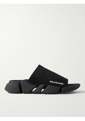 Balenciaga - Speed 2.0 Logo-Print Stretch-Knit Slides - Men - Black - EU 39
