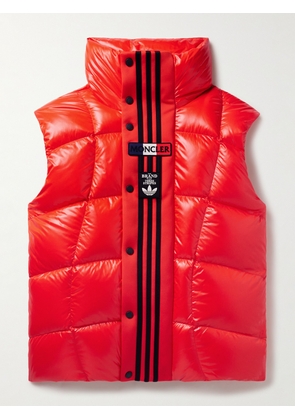 Moncler Genius - adidas Originals Bozon Tech Jersey-Trimmed Quilted Glossed-Shell Down Gilet - Men - Orange - 1
