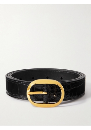 TOM FORD - 3cm Croc-Effect Patent-Leather Belt - Men - Black - EU 85