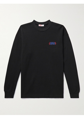 Randy's Garments - Logo-Embroidered Waffle-Knit Cotton-Jersey T-Shirt - Men - Black - S