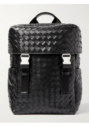 Bottega Veneta - Intrecciato Leather and Mesh Backpack - Men - Black