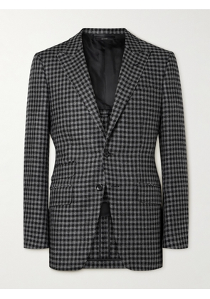 TOM FORD - O'Connor Slim-Fit Gingham Wool, Mohair and Cashmere-Blend Suit Jacket - Men - Black - IT 46