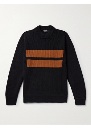 Zegna - Striped Ribbed Cashmere Sweater - Men - Black - S