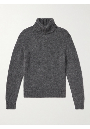TOM FORD - Brushed Ribbed Mohair and Silk-Blend Rollneck Sweater - Men - Gray - IT 46