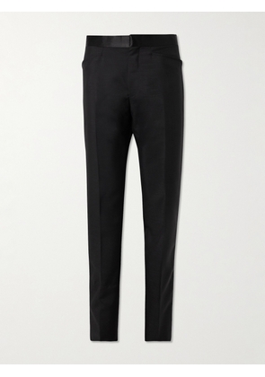TOM FORD - Slim-Fit Straight-Leg Satin-Trimmed Mohair and Wool-Blend Tuxedo Trousers - Men - Black - IT 46