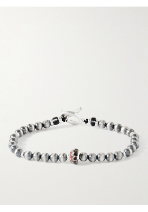 Mikia - Silver and Glass Beaded Bracelet - Men - Silver - M