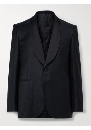 Canali - Satin-Trimmed Paisley-Jacquard Wool-Blend Tuxedo Jacket - Men - Blue - IT 46
