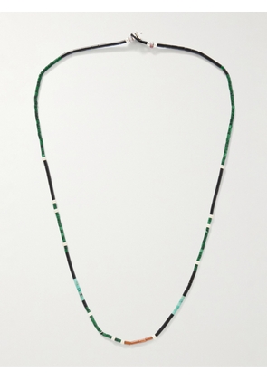 Mikia - Silver Multi-Stone Beaded Necklace - Men - Green