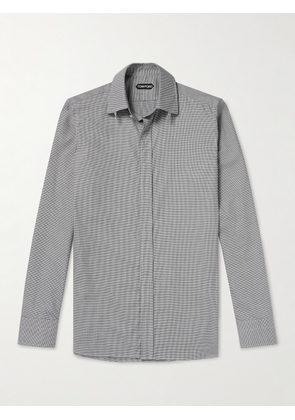 TOM FORD - Slim-Fit Gingham Cotton-Poplin Shirt - Men - Gray - EU 39