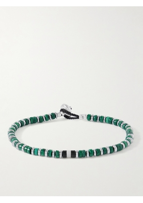 Mikia - Heishi Silver Multi-Stone Bracelet - Men - Green - M