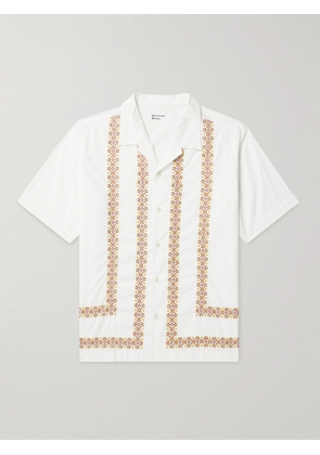 Universal Works - Minari Embroidered Camp-Collar Poplin Shirt - Men - White - XS