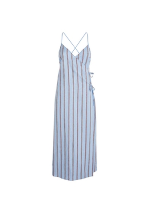 Max & Co. Linen-Cotton Striped Wrap Dress