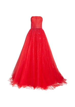 Monique Lhuillier Embellished Tulle Gown