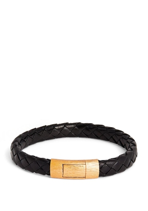 Tateossian Gold-Plated Leather Braided Bracelet