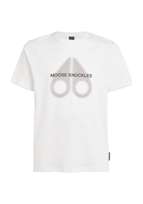 Moose Knuckles Cotton Airbrushed-Logo T-Shirt