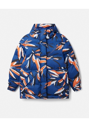 Stella McCartney - TrueNature Floral Print Mid-Length Padded Jacket, Woman, Mystery Ink/Unity Orange/White, Size: XL