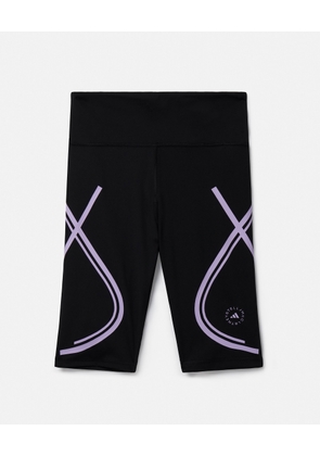 Stella McCartney - TruePace Running Bike Shorts, Woman, Black/Purple Glow, Size: S