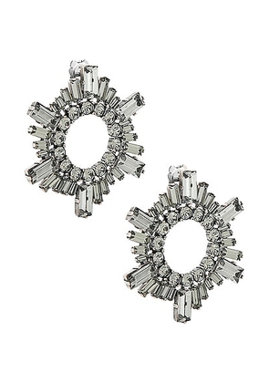 AMINA MUADDI Mini Begum Earrings in Antique Silver & Black Diamond Crystals - Metallic Silver. Size all.