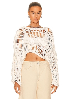 Aisling Camps Ripple Macrame Pullover in Ivory - Ivory. Size all.