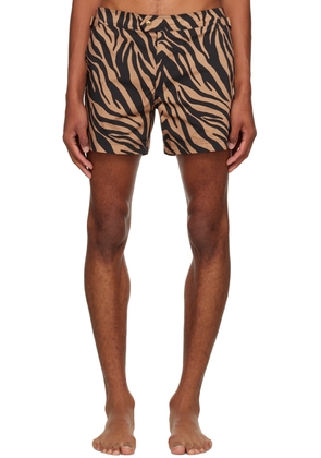 TOM FORD Black & Tan Zebra Swim Shorts
